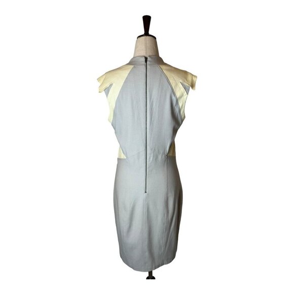 Helmut Lang Dress‎ Women 10 Gray Cream Blistered Leather Panel Sheath Mini - Picture 3 of 13